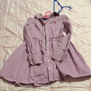 Polo by Ralph Lauren Red and White Striped Kids Dress